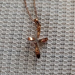 Technibond gold plated diamond accent cross